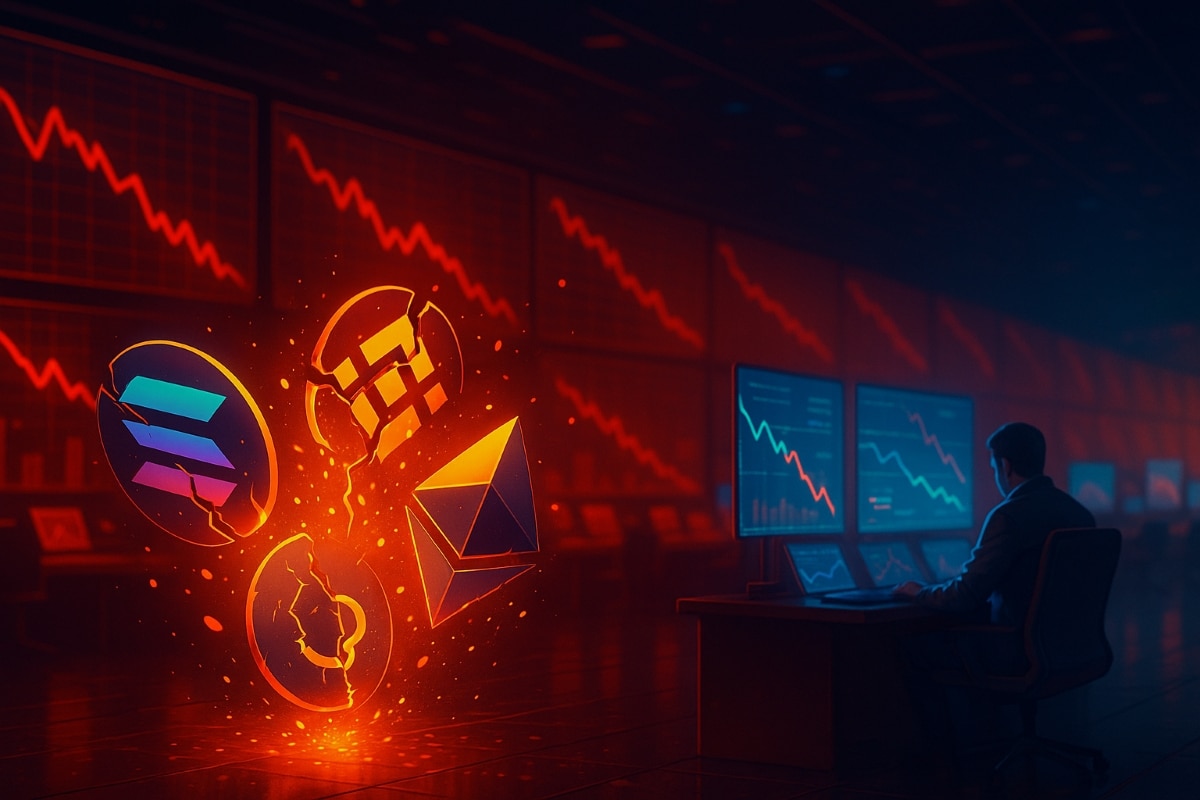 Saignée sur les altcoins, BNB sous 1 000 $, Solana vers 165 $
