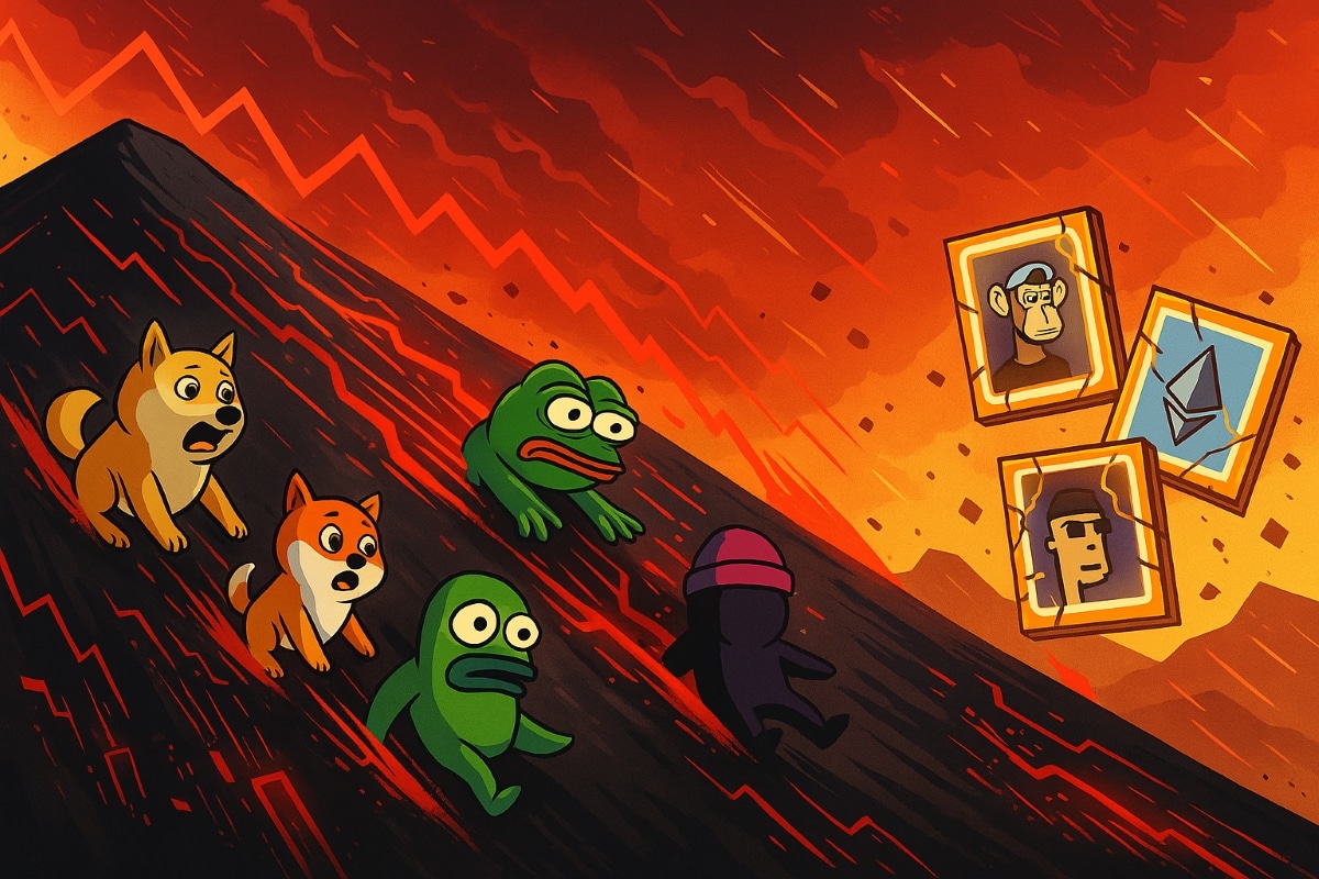Memecoins et NFTs décrochent ensemble dans un mouvement brutal