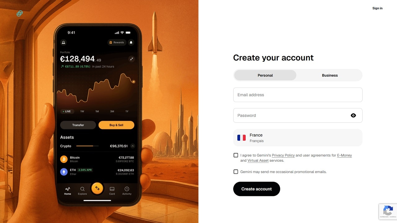 Créer un compte Gemini