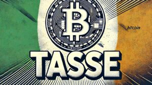 Bitcoin e tasse con bandiera italiana vintage
