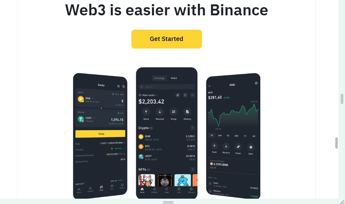wallet decentralizzati - binance home page