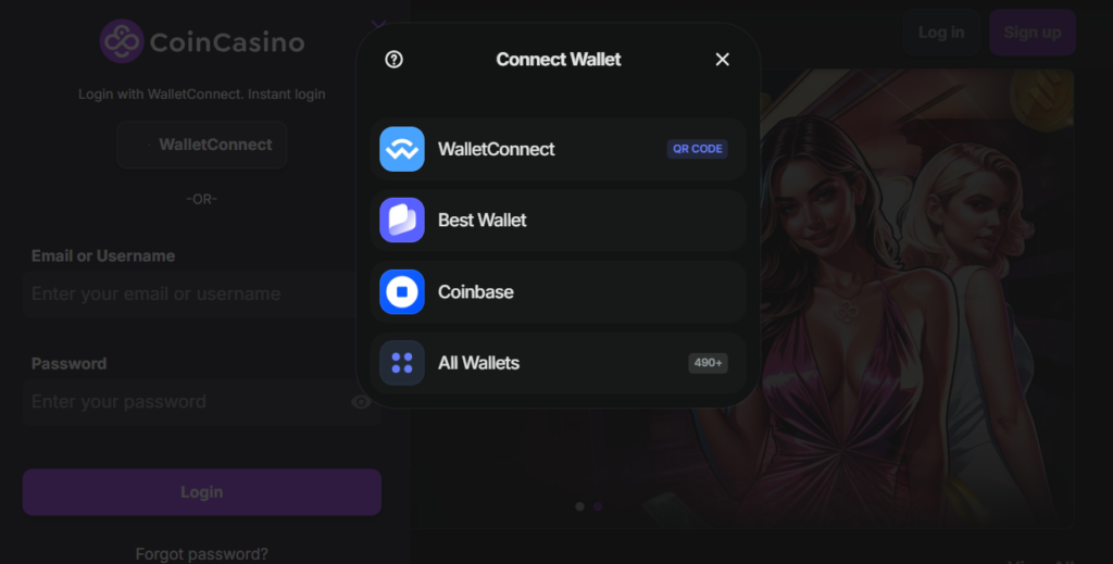 CoinCasino home page - Ethereum casino
