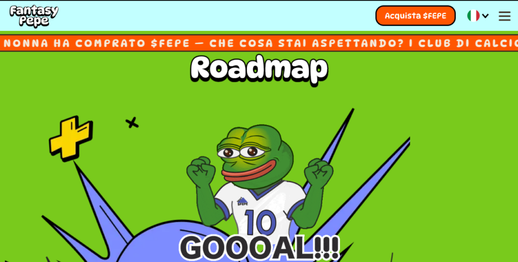 $FEPE home page roadmap- Previsioni Fantasy Pepe