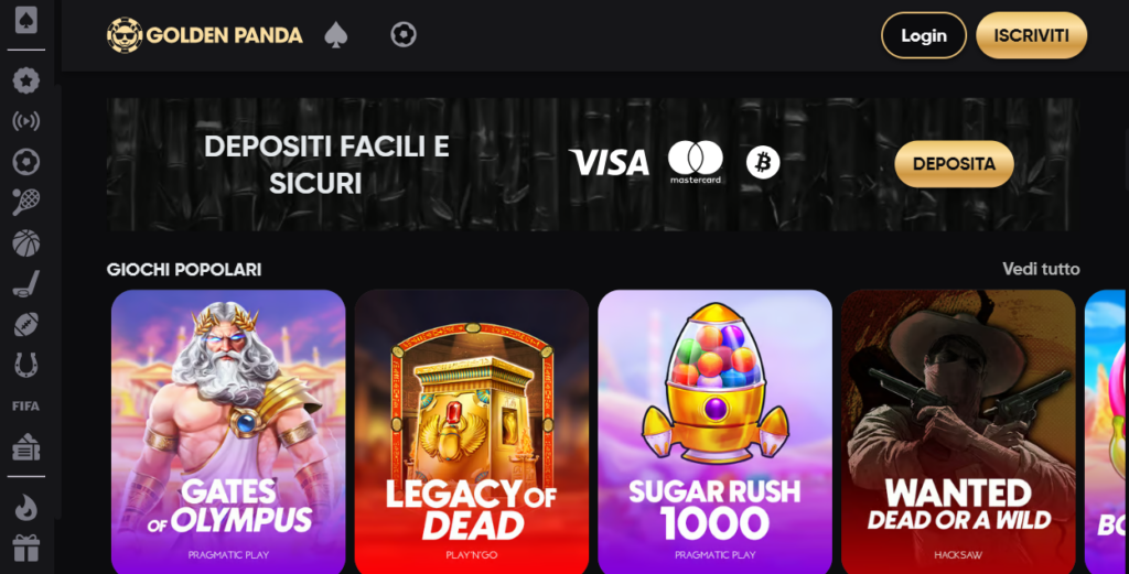 Golden Panda home page - casino prelievo immediato