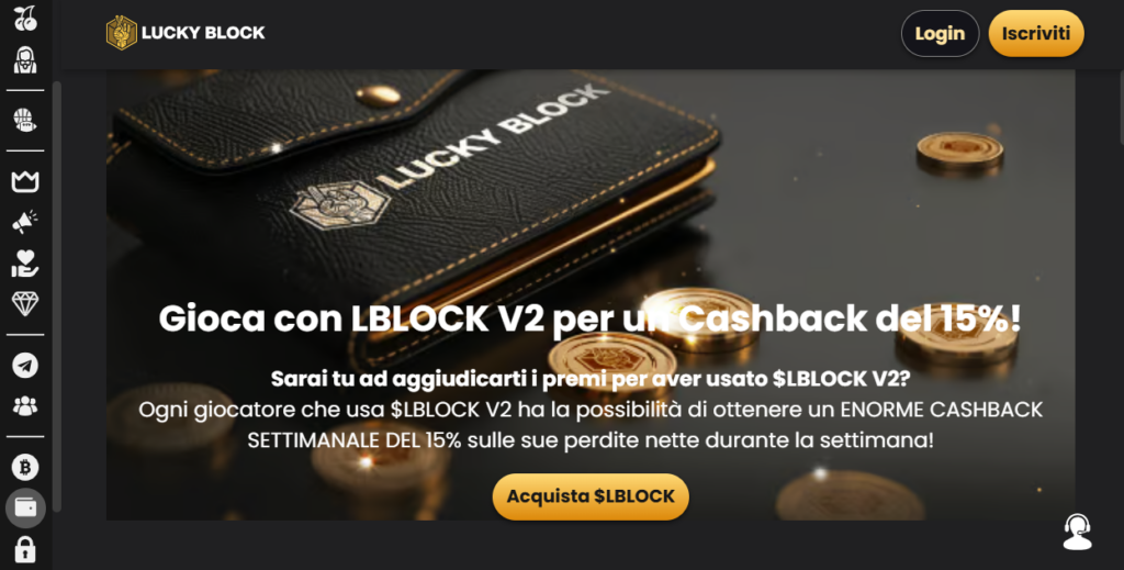 Lucky Block home page - Ethereum Casino