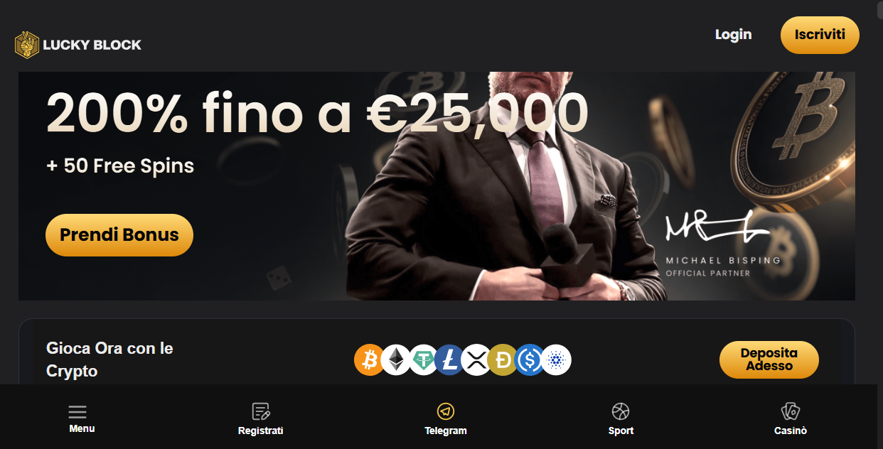 LuckyBlock home page - casino prelievo immediato