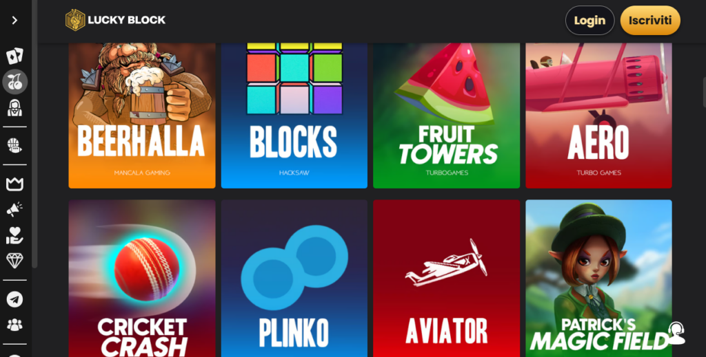 LuckyBlock home page - Aviator Casino
