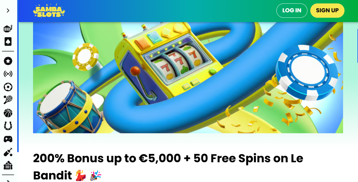 Samba Slots home page