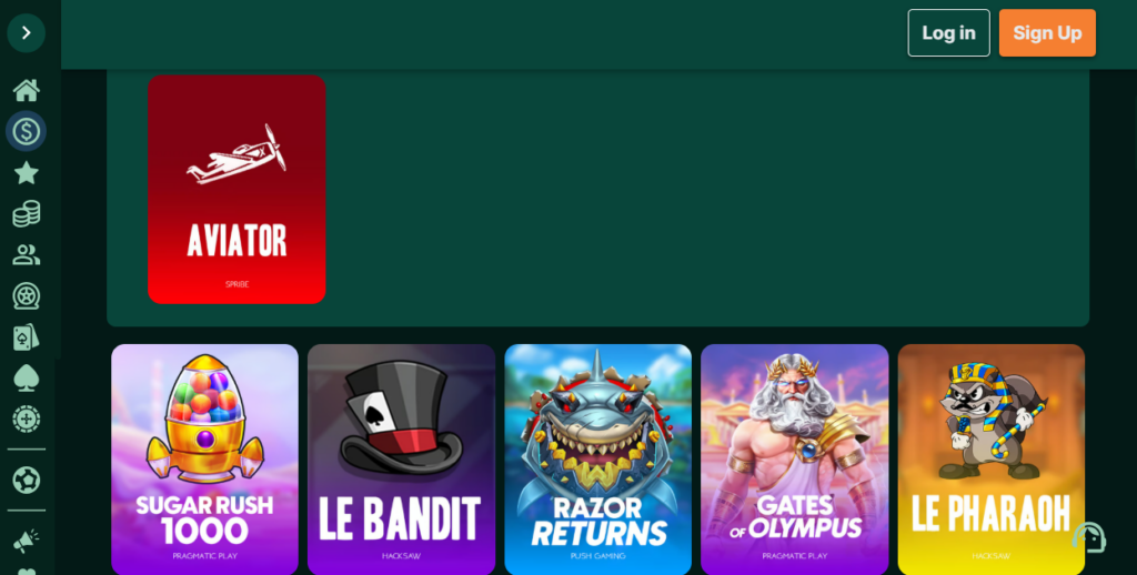 TG.casino home page