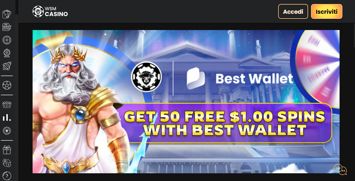 WSM Casino home page - migliori casino Ethereum