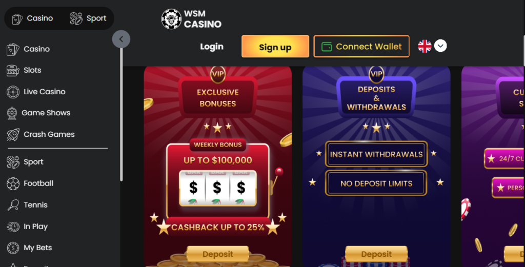 WSM casino - home page