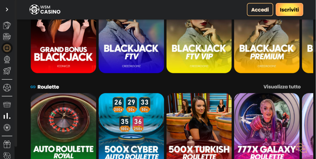 Wsm Casino palinsesto