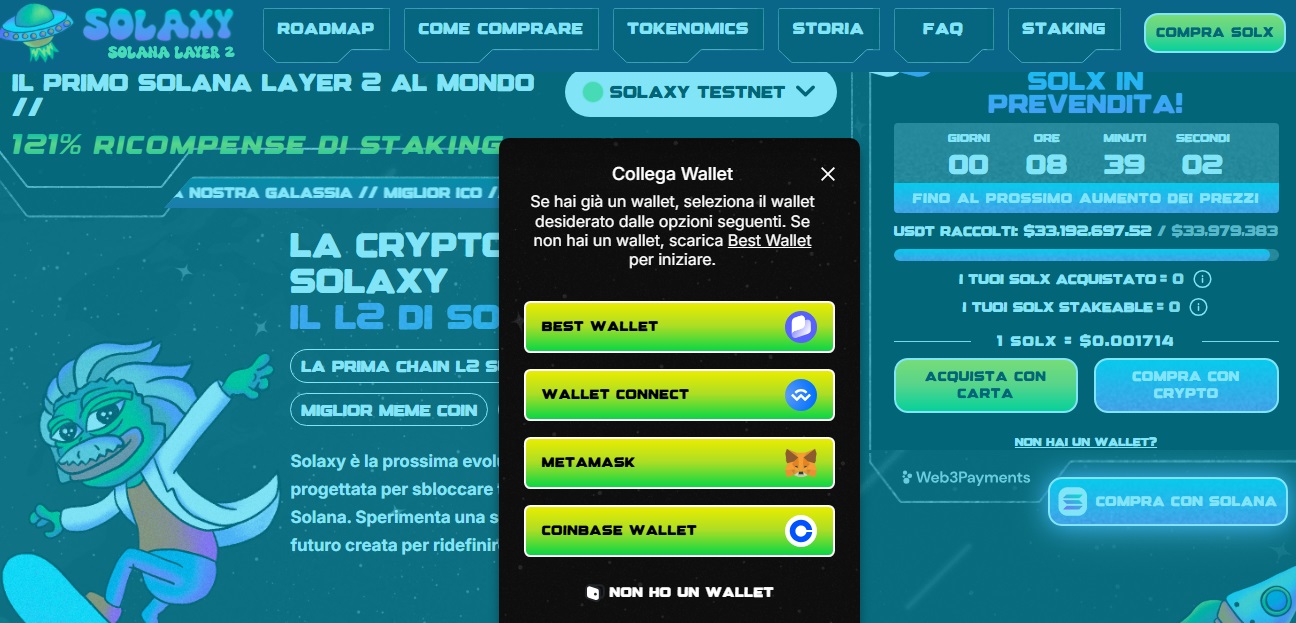 collegamento wallet solaxy
