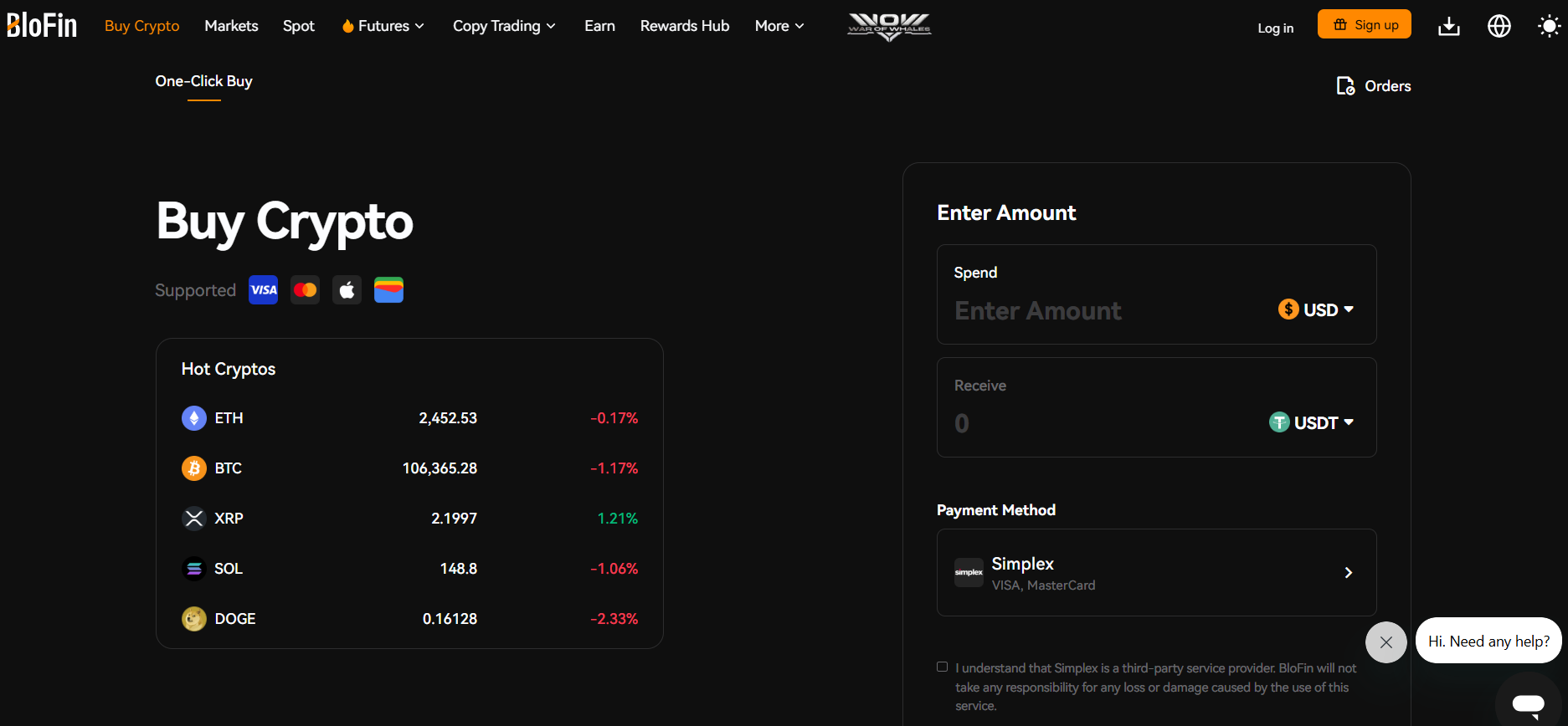 comprare crypto con carta - blofin