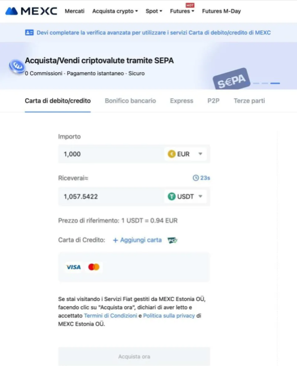 comprare crypto con carta - mexc (1)