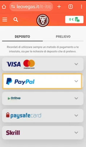 Casino PayPal - leovegas