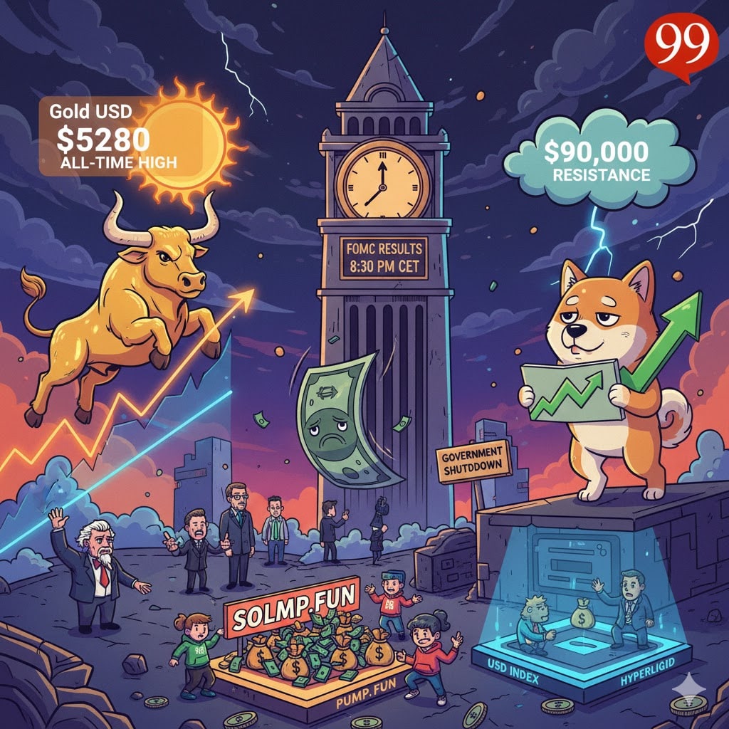 Mercato Crypto oggi, 28 Gennaio 2026: l’indice USD scende in attesa dei risultati FOMC, Bitcoin seguirà l’oro?