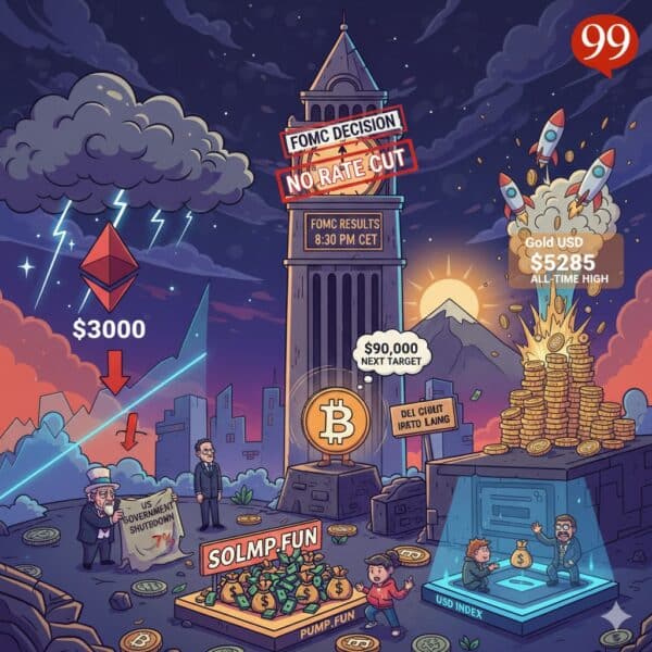 Mercato Crypto oggi, 29 Gennaio 2026: Niente tagli dalla Fed – il mercato crypto frena ed ETH scende sotto i 3.000 $