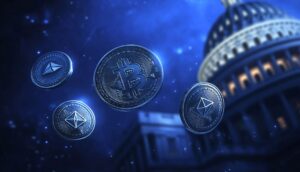 仮想通貨とホワイトハウスのイメージ