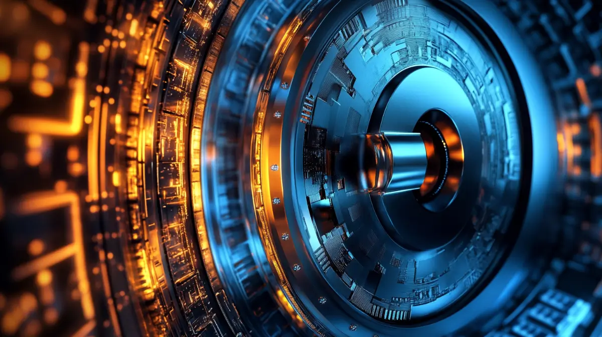 ハッキングされた仮想通貨ウォレットとセキュリティ侵害を表すデジタル図