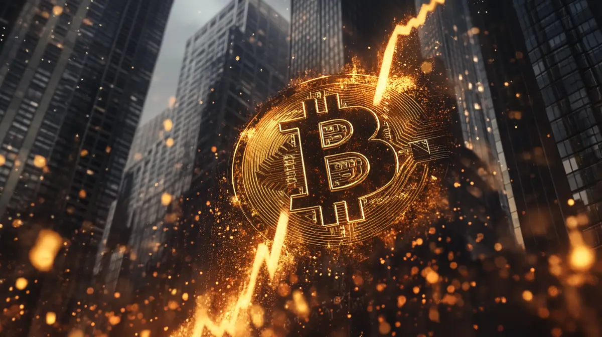ビットコインの価格上昇を示す未来的なチャートグラフ