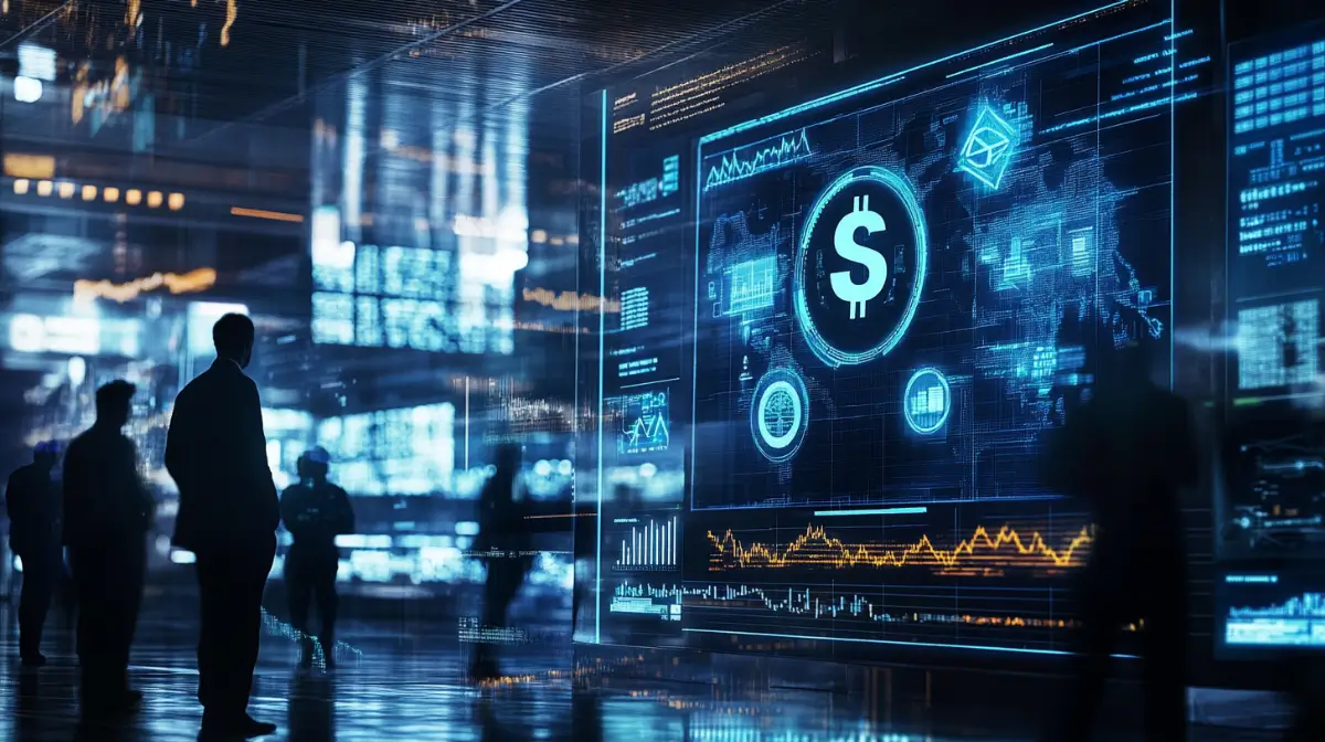 米SECの新設部門を象徴するオフィスビルと仮想通貨・AIのシンボル