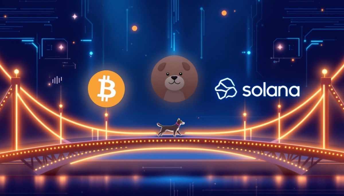 ビットコインとソラナを結ぶブリッジとDOGのロゴ