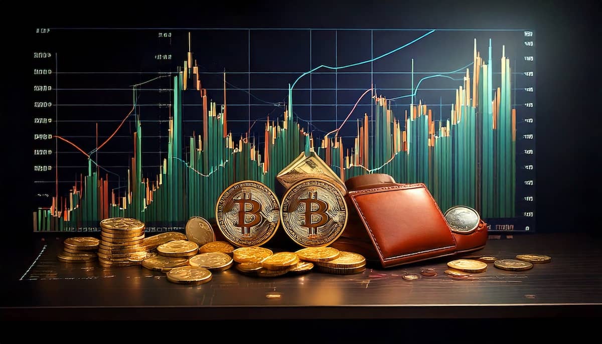 仮想通貨と財布とチャート