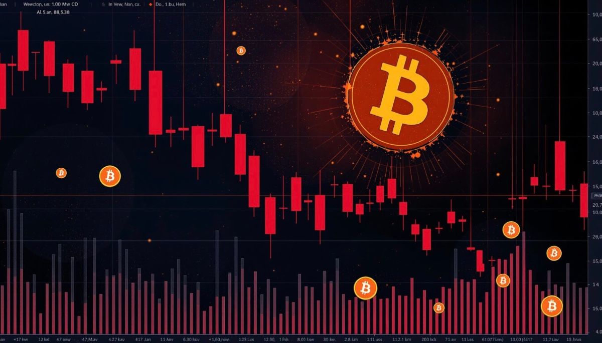 仮想通貨価格チャートと下落するミームコインのイメージ