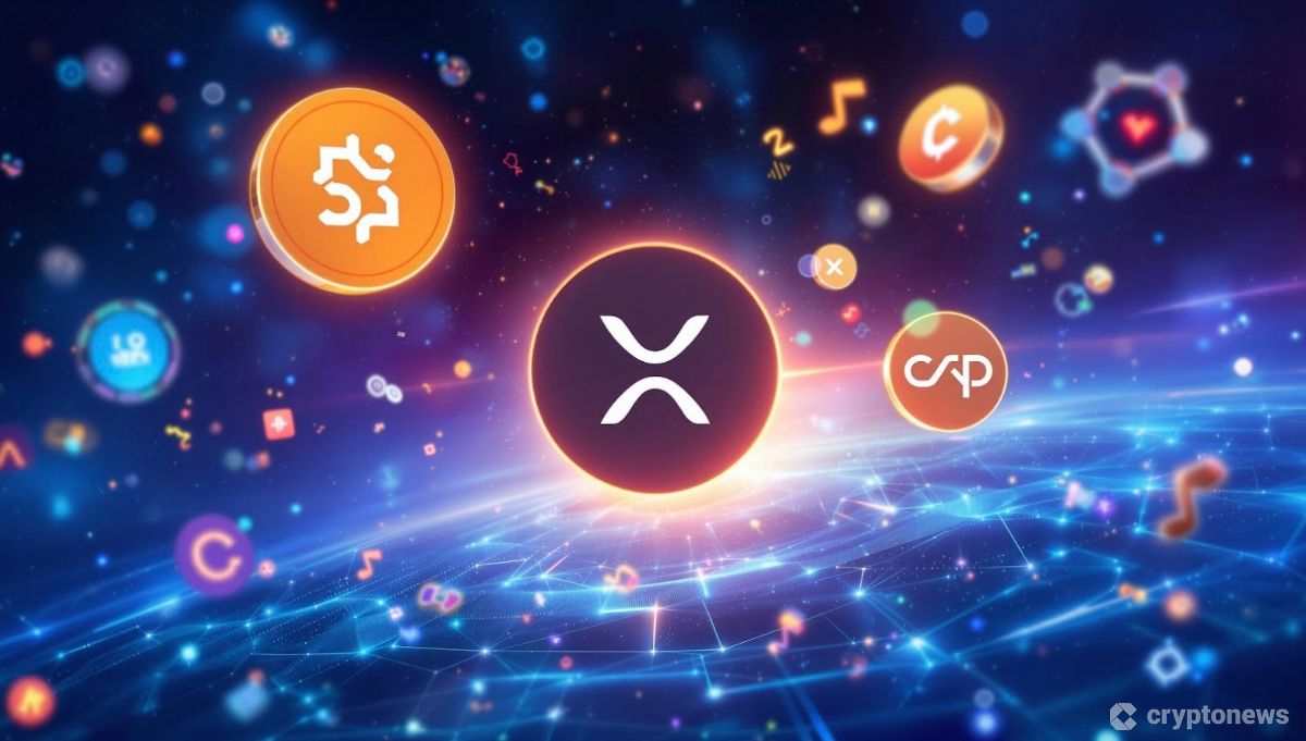 XRPロゴとETF承認書類、上昇する価格チャートを示す3Dビジュアル
