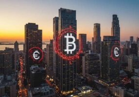 仮想通貨 税金 ばれない-仮想通貨とビル群