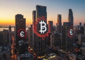 仮想通貨 税金 ばれない-仮想通貨とビル群