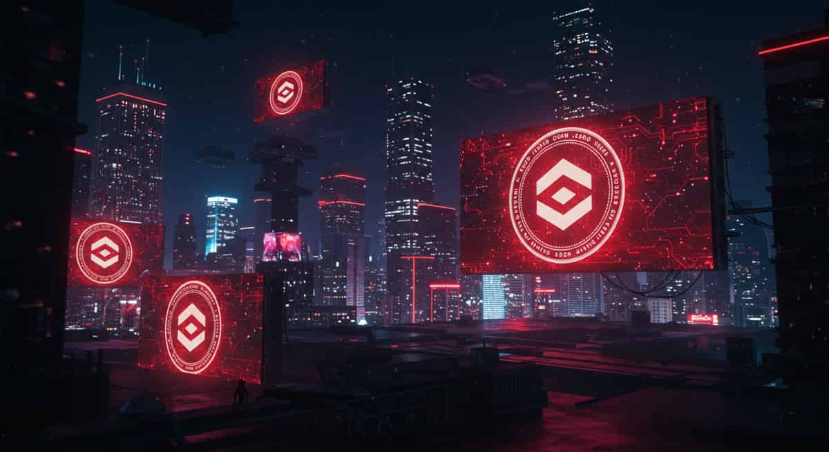 仮想通貨と夜のビル群