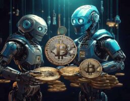 AIエージェント仮想通貨と仮想通貨を持つロボット
