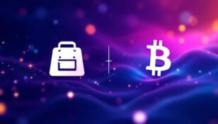 ファッション小売企業のロゴとビットコインのシンボル