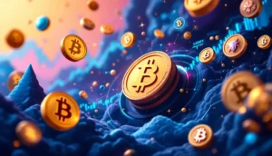 仮想通貨市場分析とBTC Bull Token（BTCBULL）1000倍の可能性を示す未来的なイメージ