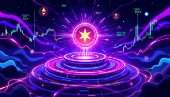 2025年4月の仮想通貨市場の回復とソラクシー（SOLX）のロゴを示す未来的な取引インターフェース