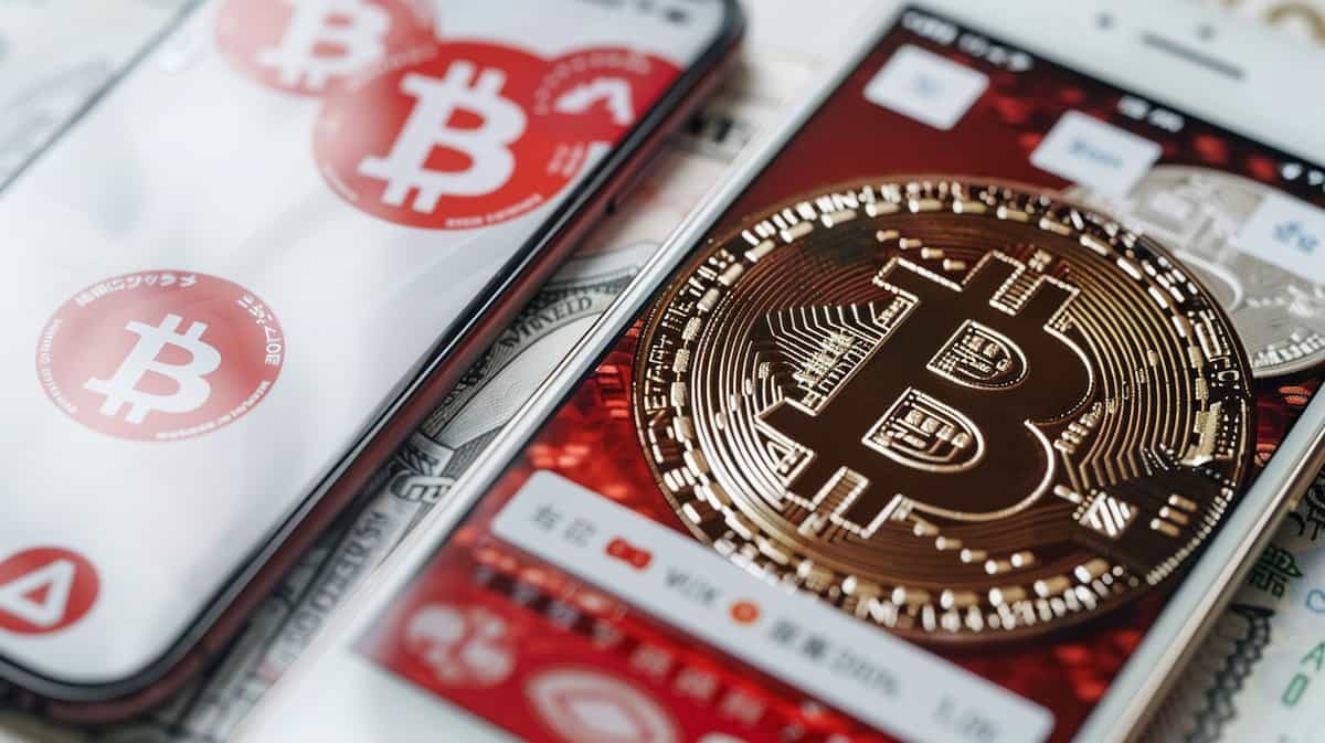 ビットコインの買い方-スマホの中にビットコインが表示されている