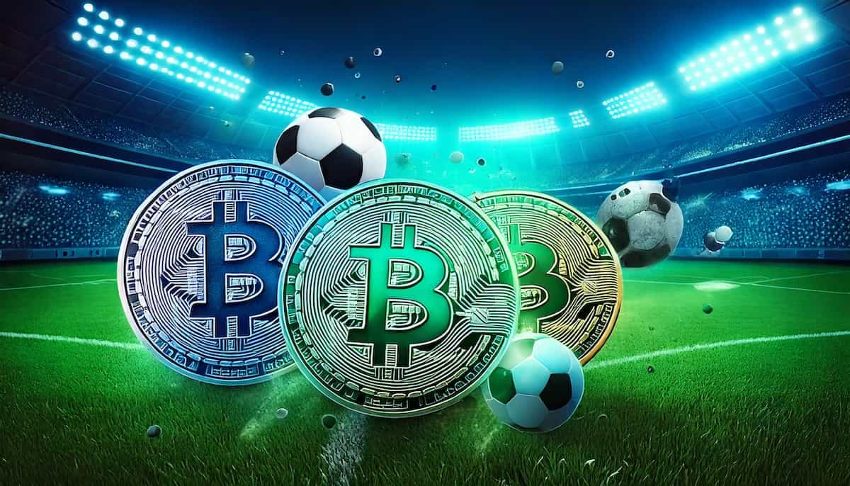 fantasy pepe 買い方-緑と青のサッカー試合場と仮想通貨