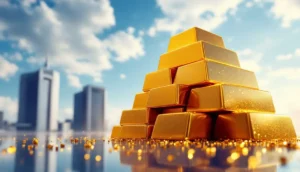マイクロストラテジーによるビットコイン大量保有を象徴するデジタルゴールドの抽象的なイメージ
