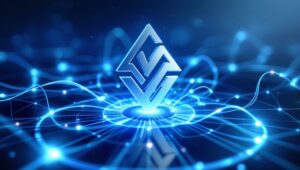ソラナのロゴと未来的なレイヤー2ネットワークが上昇していくイメージ