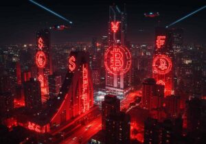 暗号通貨とは-仮想通貨と夜のビル群