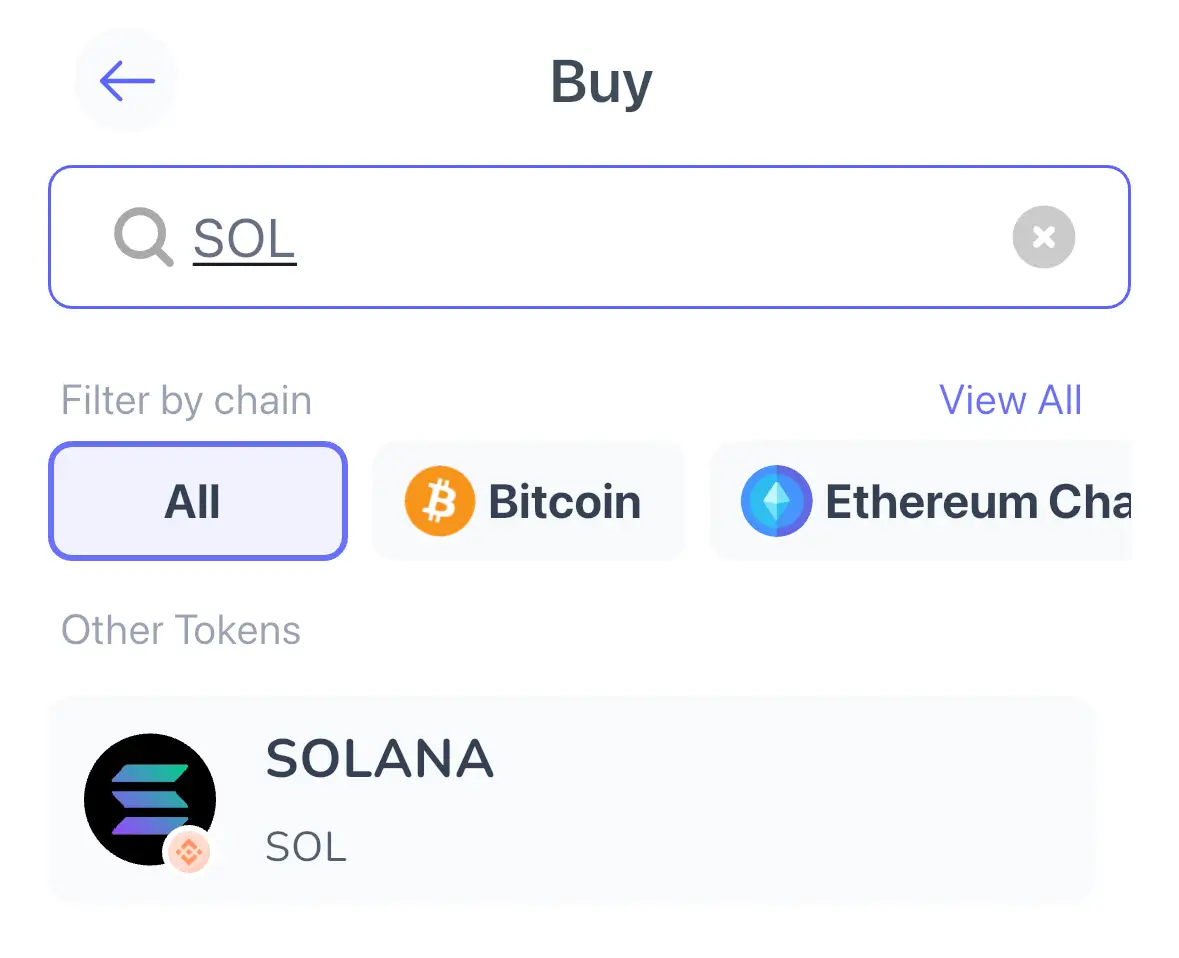 ソラナ将来性-仮想通貨取引アプリの検索画面。
