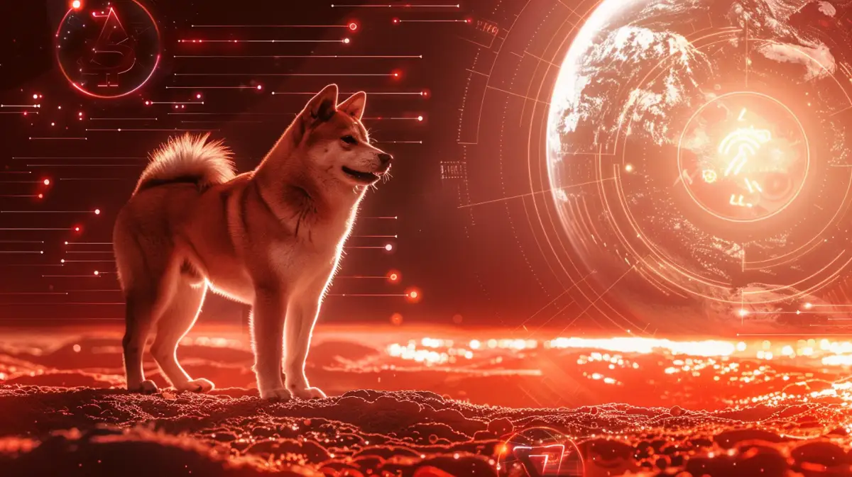 月面に立つ柴犬