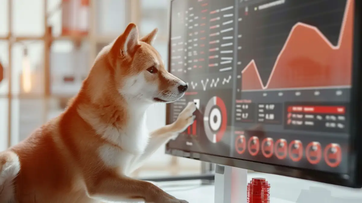 金融動向をアドバイスする柴犬
