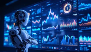 AIによるアルトコイン分析を示すデジタル投資ダッシュボード
