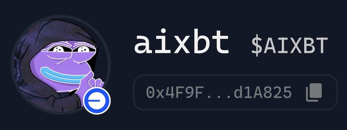 AIエージェント仮想通貨-aixbt by Virtuals（AIXBT）のティッカー