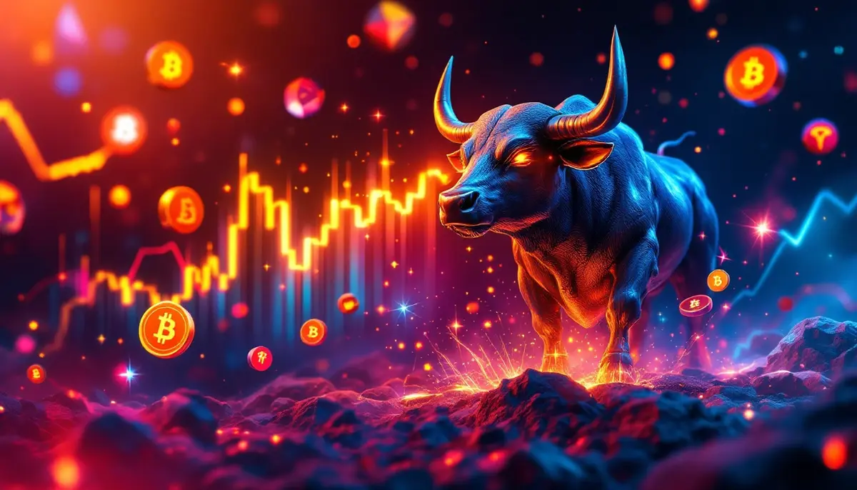 仮想通貨プレセールを実施中のBTC Bull Tokenの成長可能性を示すデジタルアート