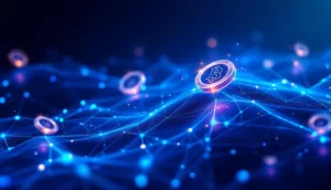 成長する仮想通貨プレセールプロジェクトを示す抽象的なネットワーク
