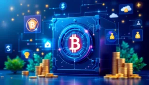デジタルと伝統金融が融合した近未来的な保管庫のイメージ